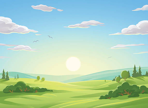 Illustration of balanced daily energy flow with morning sun and gentle nature elements